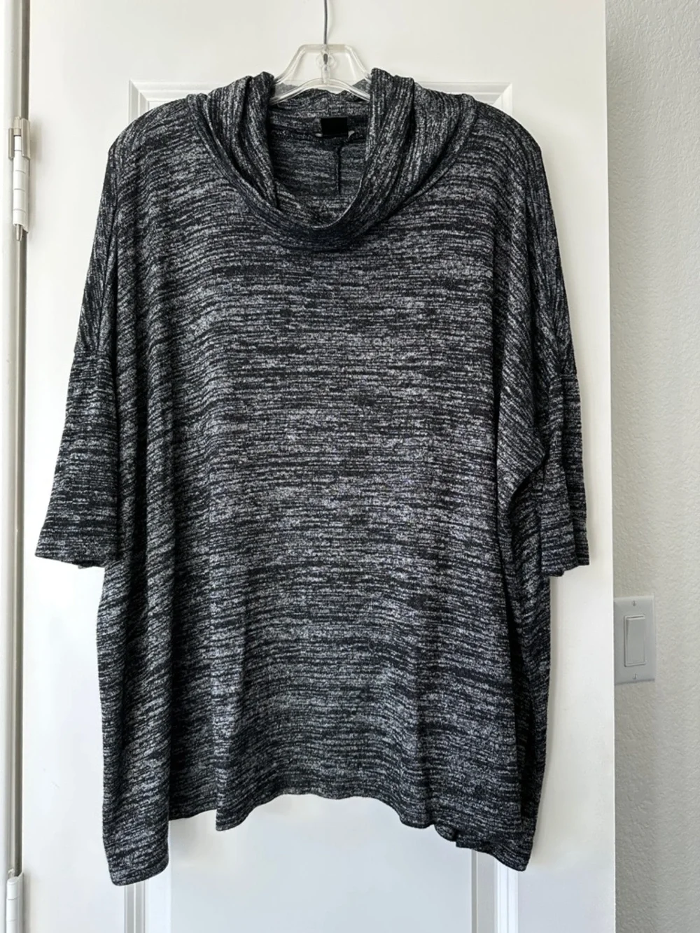 Ann Taylor Womens Charcoal Gray Cowl Neck Sweater Tunic Quiet Luxury Cozy - Picture 2 of 6